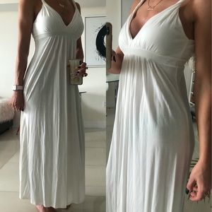White Summer Maxi Dress V neck
